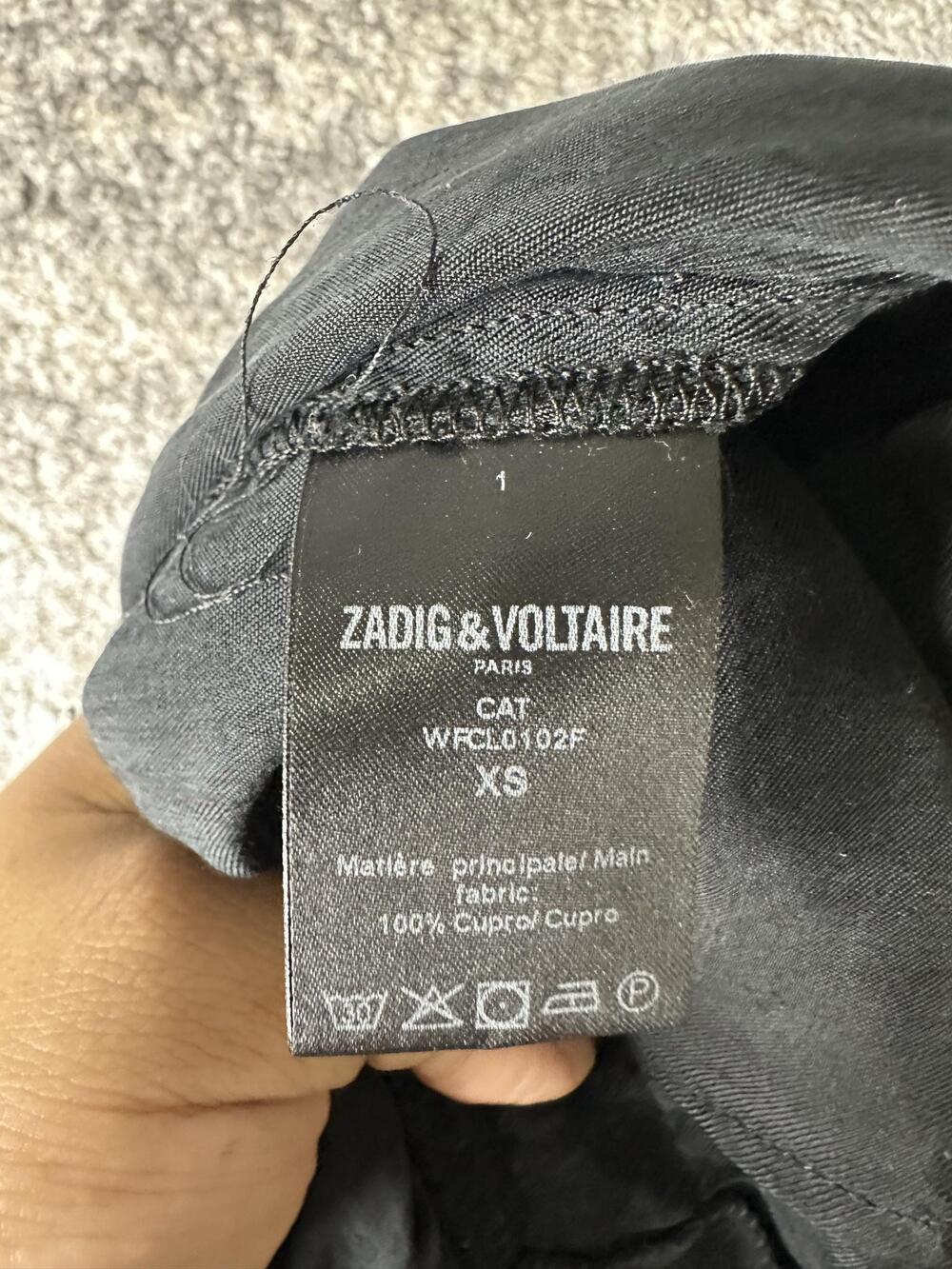 Zadig & Voltaire Jumpsuit Womens XS Black Utility Zip Front Cupro Pockets - Picture 7 of 7